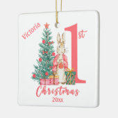 Bunny Rabbit 1st Eerste Kerstdag Gepersonaliseerd Keramisch Ornament (Links)