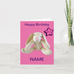 Bunny Rabbit Age Gepersonaliseerde Kaart dochter e