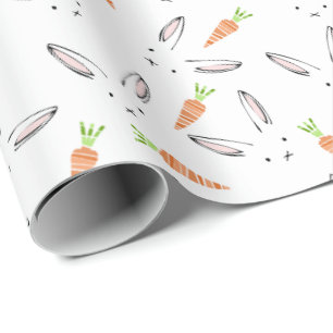 Bunny Rabbit and Carrot Pattern Wrapping Paper Cadeaupapier
