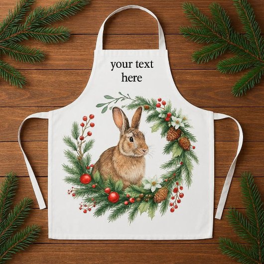Bunny Rabbit and Christmas Wreath Schort