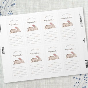 Bunny Rabbit baby shower bibliotheekplaten Etiket