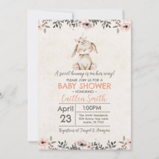 Bunny Rabbit Baby shower douce fille invitation
