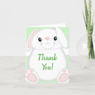 Bunny Rabbit Baby shower Green Bedankkaart