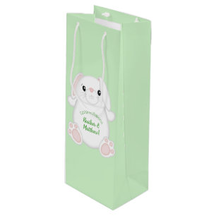 Bunny Rabbit Baby shower Green Wijn Cadeautas