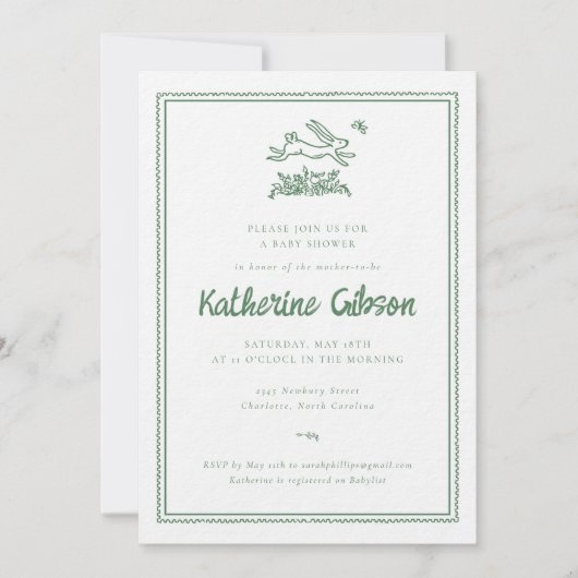 Bunny Rabbit Baby Shower Invitation (Devant)