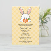 Bunny Rabbit Baby Shower Invitation Yellow Kaart (Staand voorkant)