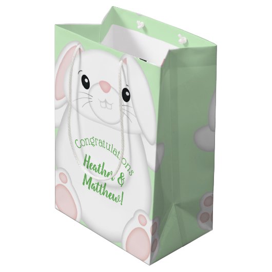 Bunny Rabbit Baby shower Medium Cadeauzakje (Achterkant Gekanteld)