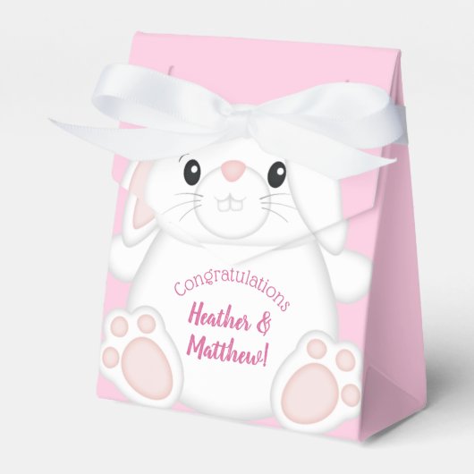 Bunny Rabbit Baby shower Roze Bedankdoosjes (Voorkant Zijde)