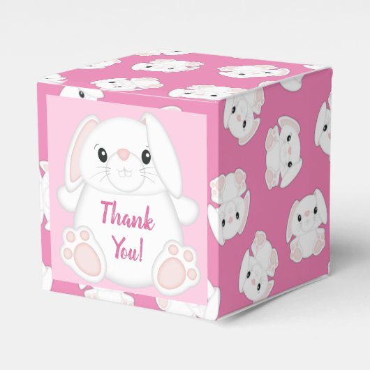 Bunny Rabbit Baby shower Roze Bedankdoosjes (Voorkant Zijde)