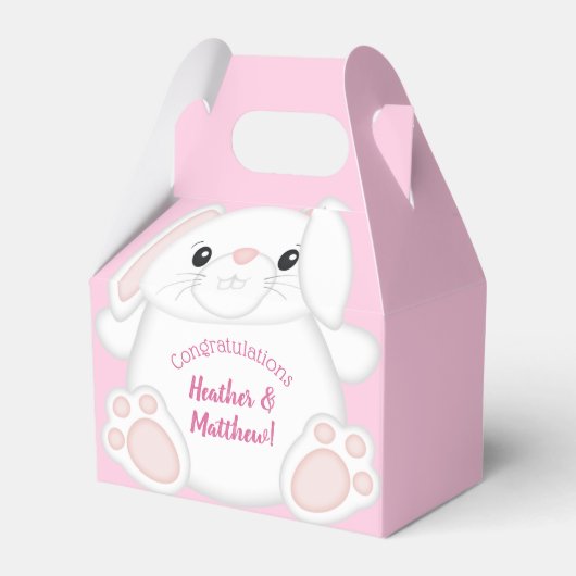 Bunny Rabbit Baby shower Roze Bedankdoosjes (Voorkant Zijde)