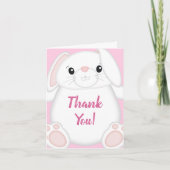 Bunny Rabbit Baby shower Roze Bedankkaart (Voorkant)