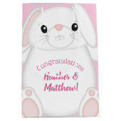 Bunny Rabbit Baby shower Roze Medium Cadeauzakje (Voorkant)