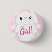 Bunny Rabbit Baby shower Roze Ronde Button 3,2 Cm (Voorkant)