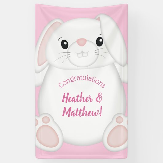 Bunny Rabbit Baby shower Roze Spandoek (Verticaal)