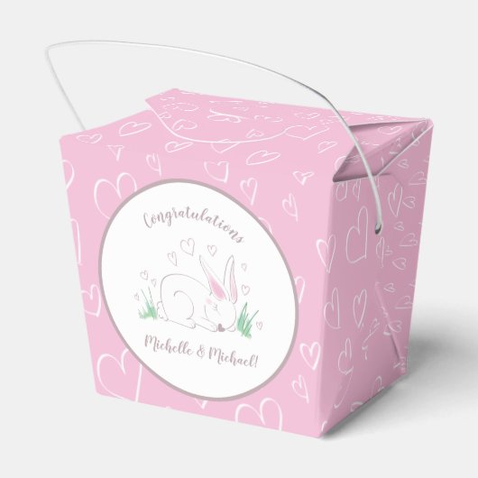 Bunny Rabbit Baby shower Woodland Animals Bedankdoosjes (Achterkant)