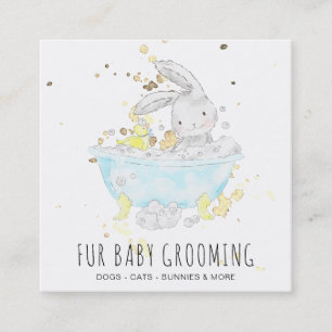 *~* Bunny Rabbit Bath Tub Daycare Teacher Grooming Vierkante Visitekaartje