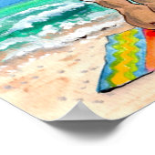 Bunny Rabbit Beach Blanket Ocean Blue Poster (Hoek)