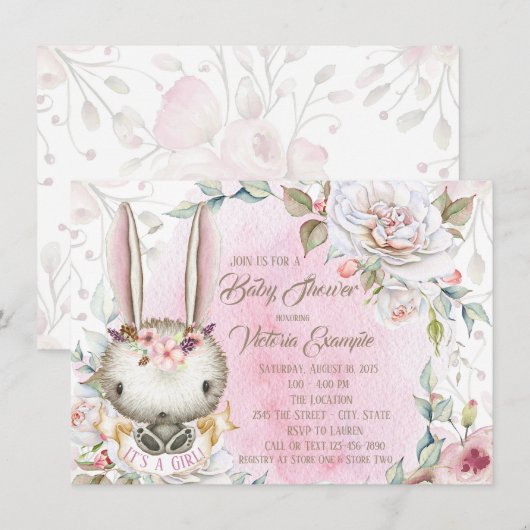 Bunny Rabbit Bébé Douche Invitations (Devant / Derrière)