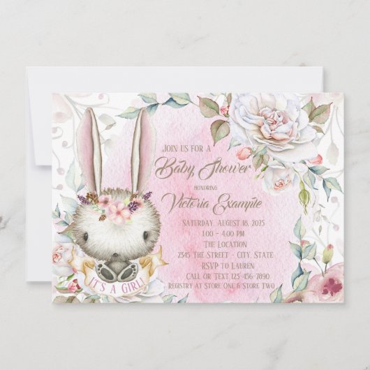 Bunny Rabbit Bébé Douche Invitations (Devant)