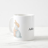 Bunny Rabbit Best Friends Hugging BFF aangepaste n Koffiemok (Voorkant links)