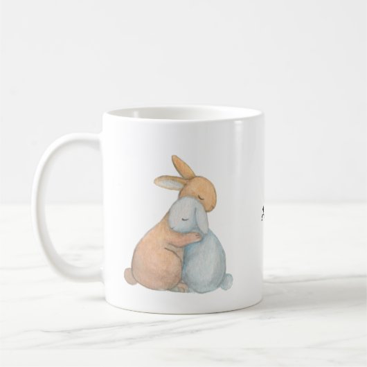 Bunny Rabbit Best Friends Hugging BFF aangepaste n Koffiemok (Links)
