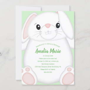 Bunny Rabbit Birthday Party Green Kaart