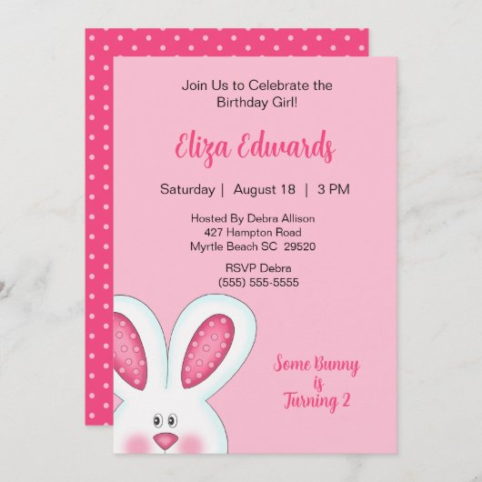 Bunny Rabbit Birthday Uitnodiging (Voorkant / Achterkant)