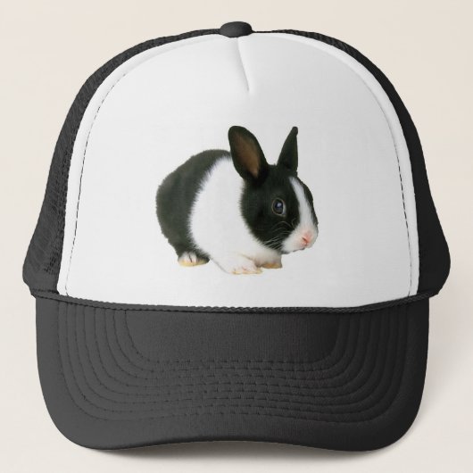 Bunny Rabbit Black en White Trucker Pet (Voorkant)