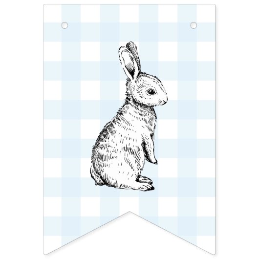 Bunny Rabbit Bleu En vichy Anniversaire Bannière d (Premier drapeau)