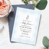 Bunny Rabbit Blue En vichy Baby shower Invitation