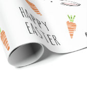 Bunny Rabbit Carrot Large Pattern Happy Paaster Cadeaupapier (Rol Hoek)