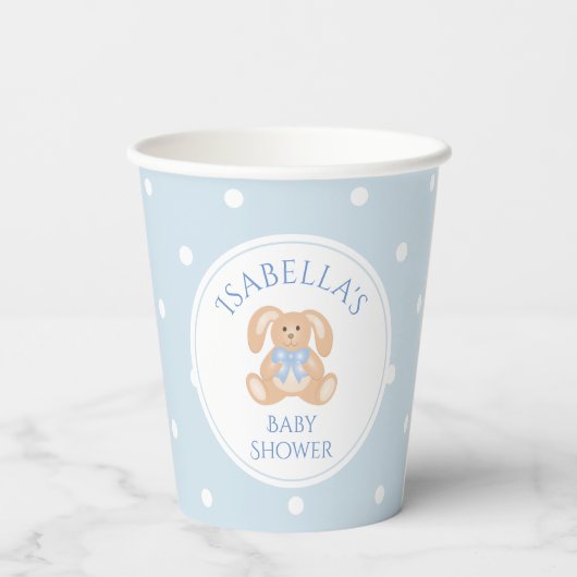Bunny Rabbit Classic Polka Dots Boy Baby shower Papieren Bekers (Achterkant)