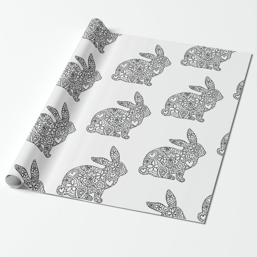 Bunny Rabbit Coloring Cadeaupapier (Uitgerold)