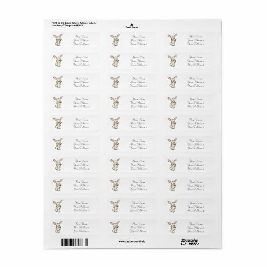 Bunny Rabbit Custom Adresetiketten Etiket (Full Sheet)