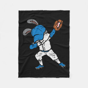Bunny Rabbit Dab Baseball Paasjongen Fleece Deken