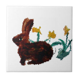 Bunny Rabbit Daffodil Art Spring Tegeltje
