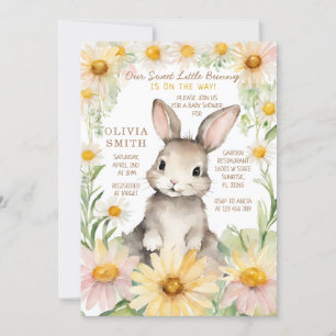 Bunny Rabbit Daisy Flower Garden Baby shower Kaart