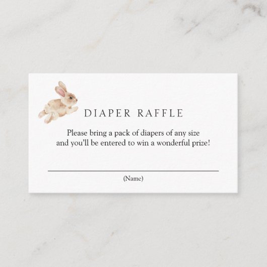 Bunny Rabbit Diaper Raffle Baby shower Informatiekaartje (Voorkant)