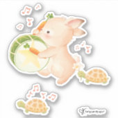 Bunny Rabbit Drummer - Music Parade Sticker (Voorkant)