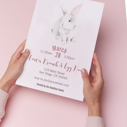 Bunny Rabbit Easter Brunch & Egg Hunt Invitation Kaart