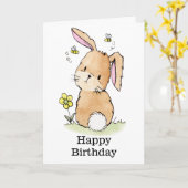 Bunny Rabbit en bijen Birthday Kaart (Gele Bloem)