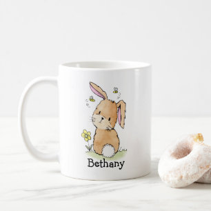 Bunny Rabbit en bijen, speciaal gepersonaliseerd Koffiemok