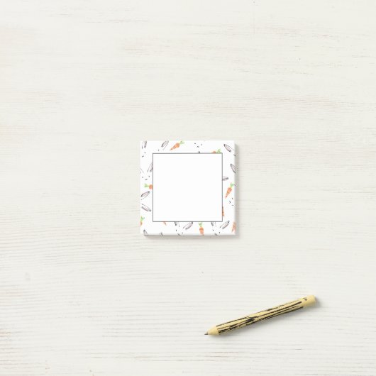 Bunny Rabbit en Carrot Pattern Post-It Notes (Op bureau)