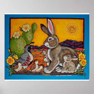Bunny Rabbit en Quail Families Zuidwest Poster
