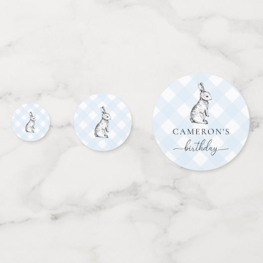 Bunny Rabbit En vichy table bleue Confetti (Derrière)