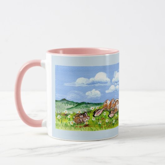 Bunny Rabbit Family Watching Clouds Designer Mok (Links)