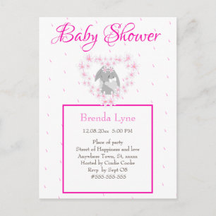 Bunny Rabbit fille rose Baby shower invitation Pos