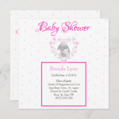 Bunny Rabbit fille rose Baby shower invitation Pos (Devant / Derrière)