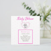 Bunny Rabbit fille rose Baby shower invitation Pos (Debout devant)