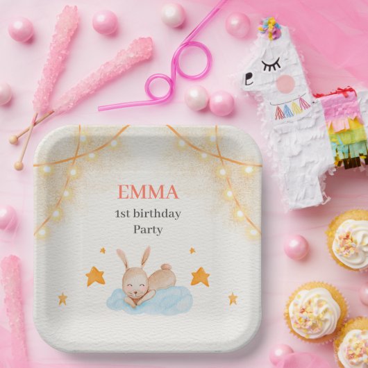 Bunny rabbit First verjaardagsparty Paper Bord (Feest)